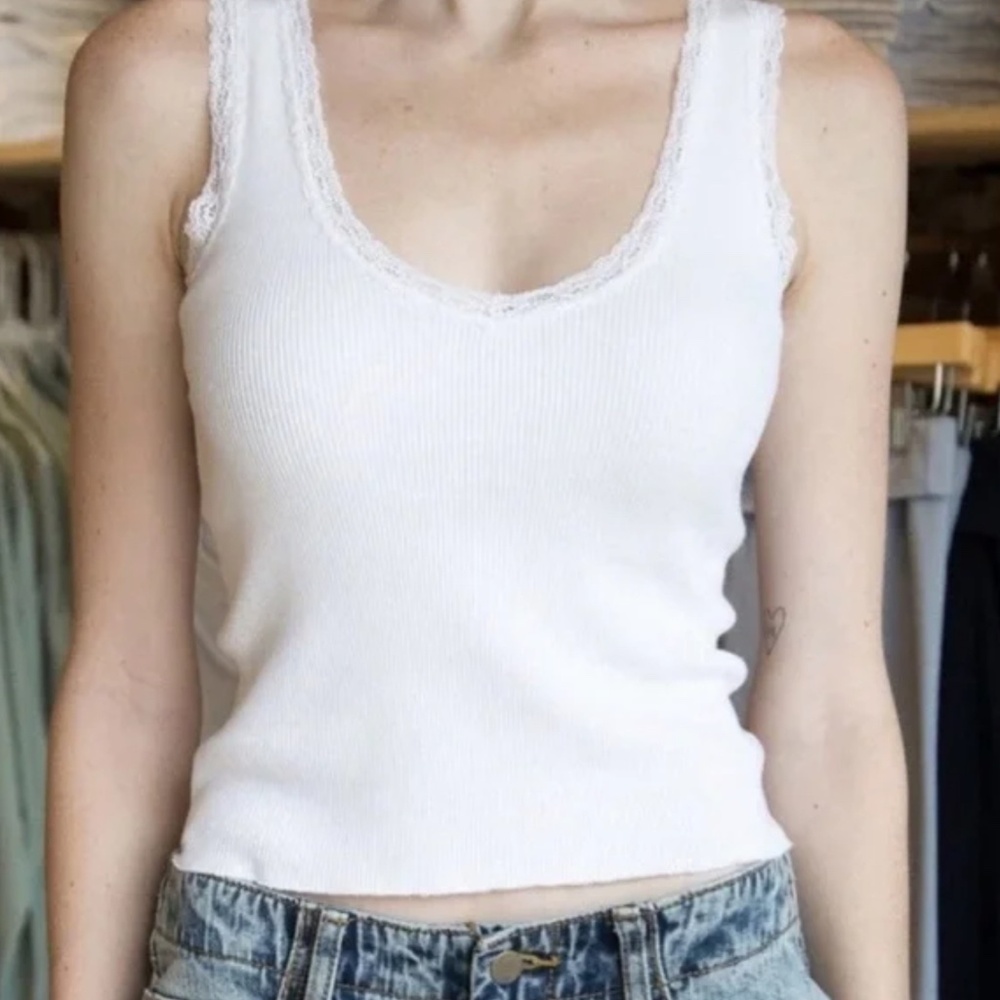 White tank top with lace straps